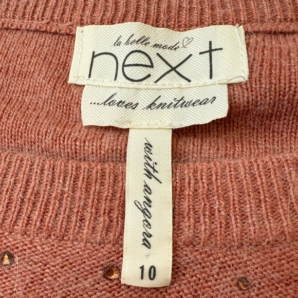 Angora Longline Crewneck Fuzzy Sweater with Rhinestones Size US 10 - Picture 11 of 14